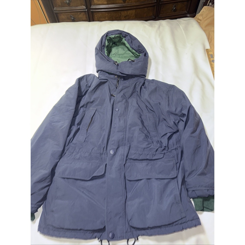 Eddie Bauer Expedition Parka Men's L Gore Tex , Goose Down Hood Navy Green READ